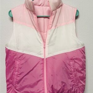 Reversible Puffer Vest 1 Side Lite Pink & 1 Side Purple Pink Cream Stitch Trend
